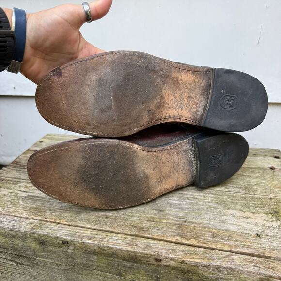 Vintage Dan Post Ruddy Brown Roper Pull On Cowboy Western Leather Boots 11D - Picture 5 of 7